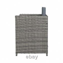 Grey Rattan Cube Set Garden Furniture Set Outdoor Dining Sofa Set Table & Stool