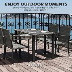 Grey Rattan Dining Table and Chairs Set Patio Outdoor Garden Furniture 4 Seater