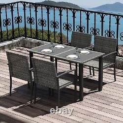 Grey Rattan Dining Table and Chairs Set Patio Outdoor Garden Furniture 4 Seater