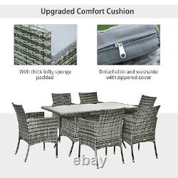 Grey Rattan Dining Table and Chairs Set Patio Outdoor Garden Furniture 6 Seater
