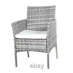 Grey Rattan Furniture 4Piece Garden Wicker Patio Set Sofa Table Chair Rain Cover