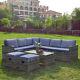 Grey Rattan Garden Corner Furniture Set Outdoor 8 Seater Sofa Table Stool Patio