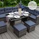 Grey Rattan Garden Corner Furniture Set Outdoor 9 Seater Sofa Table Stool Patio