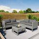 Grey Rattan Garden Corner Sofa Set 4 Seater With Storage And Fire Pit Table