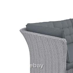 Grey Rattan Garden Corner Sofa Set 5 Seater with Table and Cushions