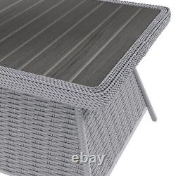 Grey Rattan Garden Corner Sofa Set 5 Seater with Table and Cushions