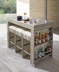 Grey Rattan Garden Furniture Bar Set