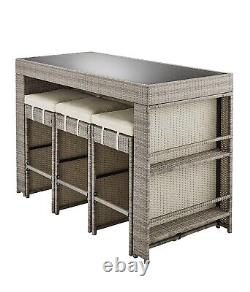 Grey Rattan Garden Furniture Bar Set