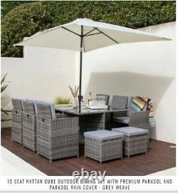 Grey Rattan Garden Furniture Cube Set Chairs Sofa Table Outdoor Patio