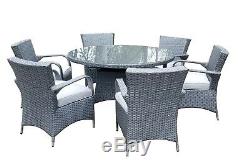 Grey Rattan Garden Furniture Patio Dining Set Seats 6 Outdoor Conservatory Sofa