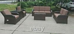 Grey Rattan Garden Furniture Patio Sofa Chair Set Conservatory Alfresco Outdoor