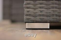 Grey Rattan Garden Furniture Set, Compact Corner Sofa With Coffee Table