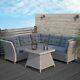 Grey Rattan Garden Furniture Set Corner Sofa & Table Aspen Ftr022
