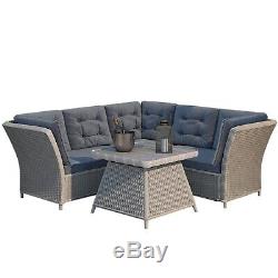 Grey Rattan Garden Furniture Set Corner Sofa & Table Aspen FTR022