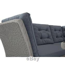 Grey Rattan Garden Furniture Set Corner Sofa & Table Aspen FTR022