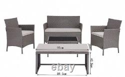 Grey Rattan Garden Furniture Set Outdoor Conservatory Patio 5 Piece PE Rattan