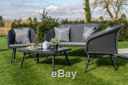 Grey Rattan Garden Furniture Set Table Chairs Corner Sofa Seating Outdoor Patio
