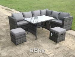 Grey Rattan Garden Furniture Set inc Parasol and Covers