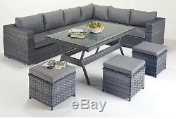 Grey Rattan Garden Furniture Set inc Parasol and Covers