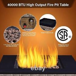 Grey Rattan Garden Furniture Set with Fire Pit Table