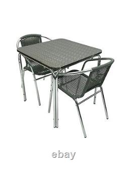 Grey Rattan Garden Furniture Sets 2 chairs & 1 square Table, Bistro Furniture