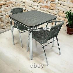 Grey Rattan Garden Furniture Sets 2 chairs & 1 square Table, Bistro Furniture