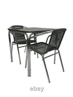 Grey Rattan Garden Furniture Sets 2 chairs & 1 square Table, Bistro Furniture