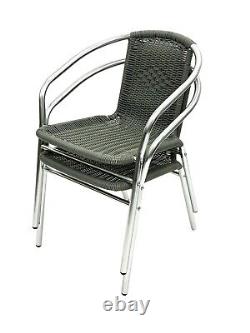 Grey Rattan Garden Furniture Sets 2 chairs & 1 square Table, Bistro Furniture