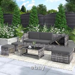 Grey Rattan Garden Lounge Set Patio Furniture Seating Group Sofa Outdoor