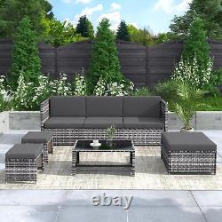 Grey Rattan Garden Lounge Set Patio Furniture Seating Group Sofa Outdoor