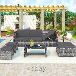 Grey Rattan Garden Lounge Set Patio Furniture Seating Group Sofa Outdoor