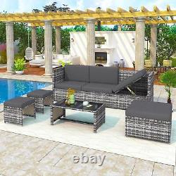 Grey Rattan Garden Lounge Set Patio Furniture Seating Group Sofa Outdoor