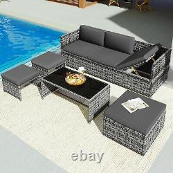 Grey Rattan Garden Lounge Set Patio Furniture Seating Group Sofa Outdoor