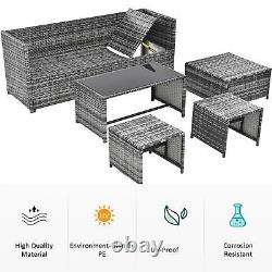 Grey Rattan Garden Lounge Set Patio Furniture Seating Group Sofa Outdoor