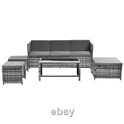 Grey Rattan Garden Lounge Set Patio Furniture Seating Group Sofa Outdoor