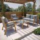 Grey Rattan Garden Sofa Set 4 Seater With Table And Cushions