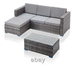 Grey Rattan Outdoor Patio Sofa Settee Set Table Armchair Garden Furniture