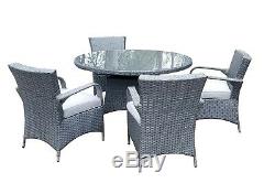 Grey Rattan Patio Garden Furniture Dining Set