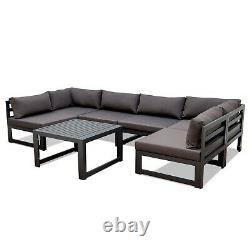 Grey Rattan Patio Outdoor Garden Sofa Set Corner Furniture Settee Aluminium