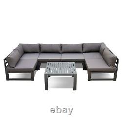 Grey Rattan Patio Outdoor Garden Sofa Set Corner Furniture Settee Aluminium