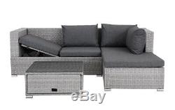 Grey Rattan Recliner Sofa Lounge Garden Set With Storage Outdoor Furniture Patio