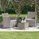 Grey Siena 3 Piece Rattan Bistro Set Fantastic For Outdoor Garden Furniture New