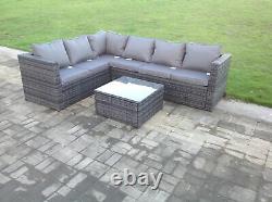 Grey Wicker Outdoor Rattan Garden Furniture Set Corner Sofa Patio Coffee Table