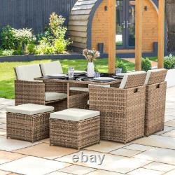 Harrier Cube Rattan Dining Sets 8/10 Seater 3x COLOURS Patio Furniture