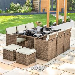 Harrier Cube Rattan Dining Sets 8/10 Seater 3x COLOURS Patio Furniture