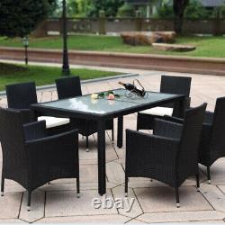 Harrier Rattan Garden Dining Table & Chair Set 6/8 Seater PATIO FURNITURE