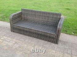 High Back 3 Seater Rattan Sofa Patio Outdoor Garden Furniture With Cushion