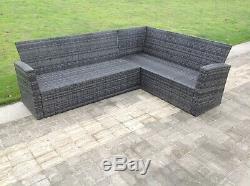High back rattan corner sofa set table outdoor garden furniture mixed grey