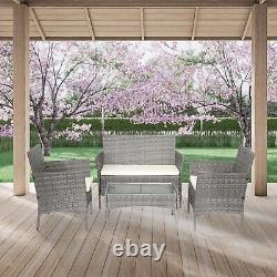 Hortus Rattan 4 Seater Garden Furniture Set With Table Outdoor Patio Lounge Sofa