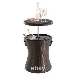 Ice Cooler Outdoor Cool Bar Rattan Style Table Garden Furniture Brown